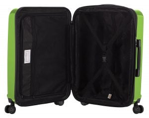 Trolley rigido da stiva X-Berg Hauptstadtkoffer colorato aperto
